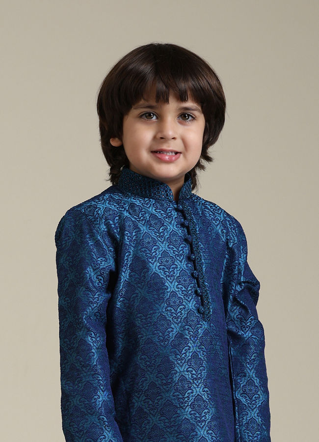 Buy Boys Blue Embroidered Kurta Set Online Manyavar Kurta Pajama for Boys